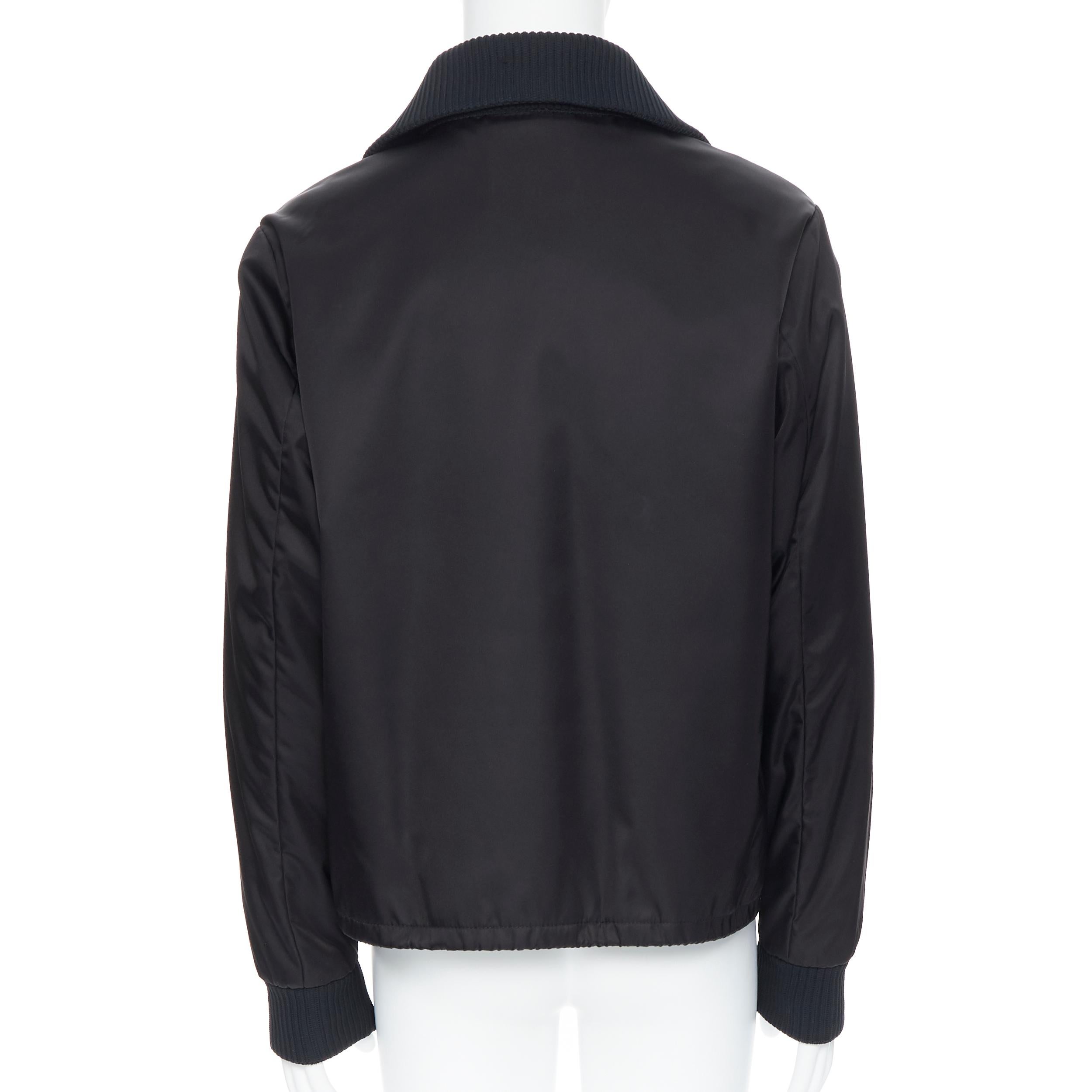 nuovo Prada 19 Runway nero triangolo logo gomma mezza zip pullover giacca IT52 XL 2