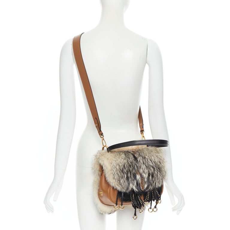 Prada Women's Corsaire Fox Fur Leather Bag