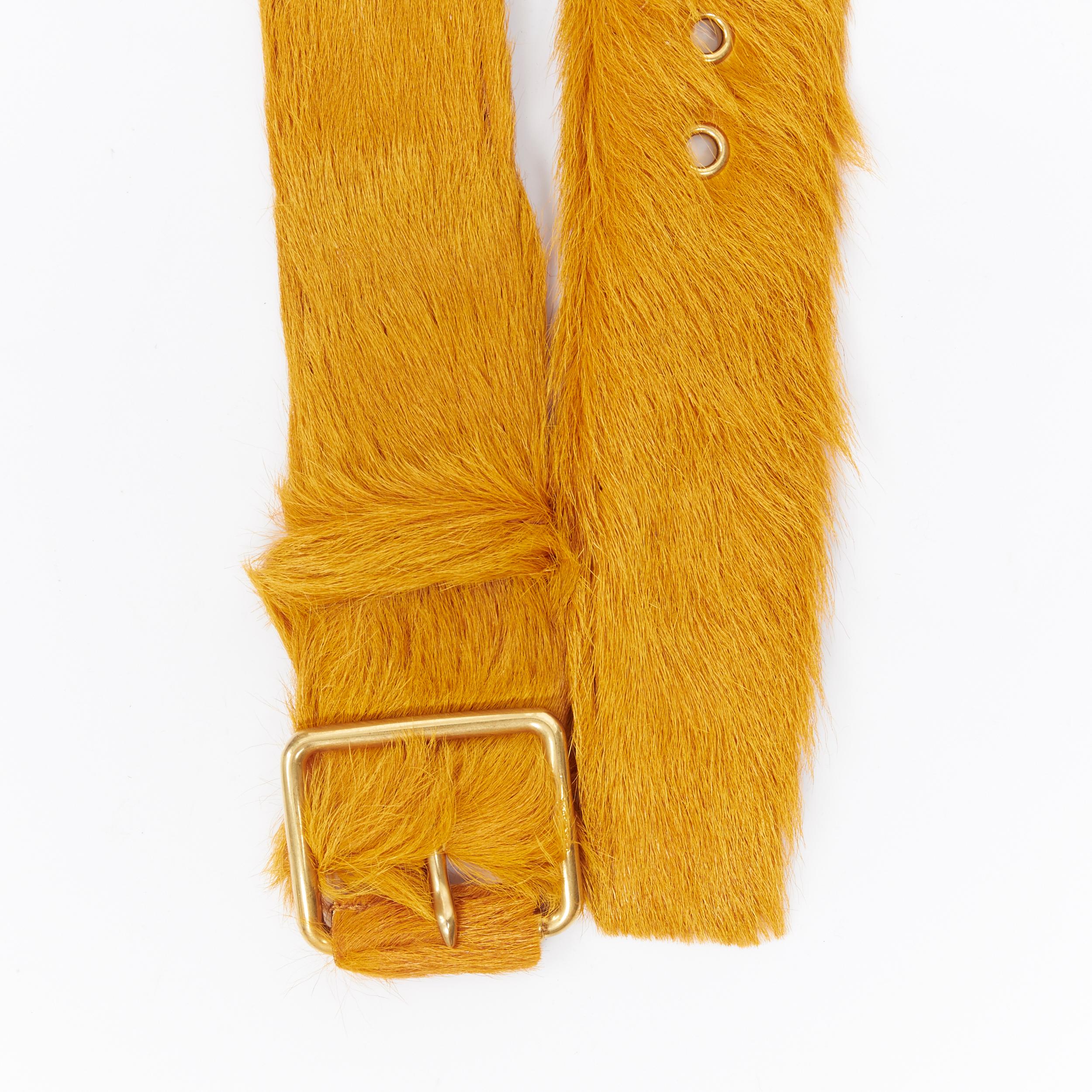 new PRADA 2017 Runway orange fur gold buckle thick waist belt 30