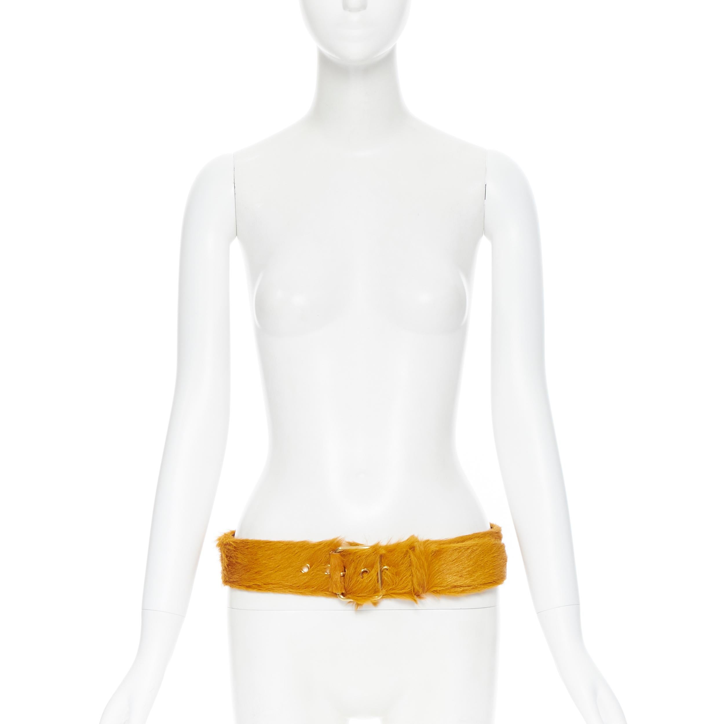 nuevo PRADA 2017 Runway naranja piel hebilla de oro cinturón grueso 30