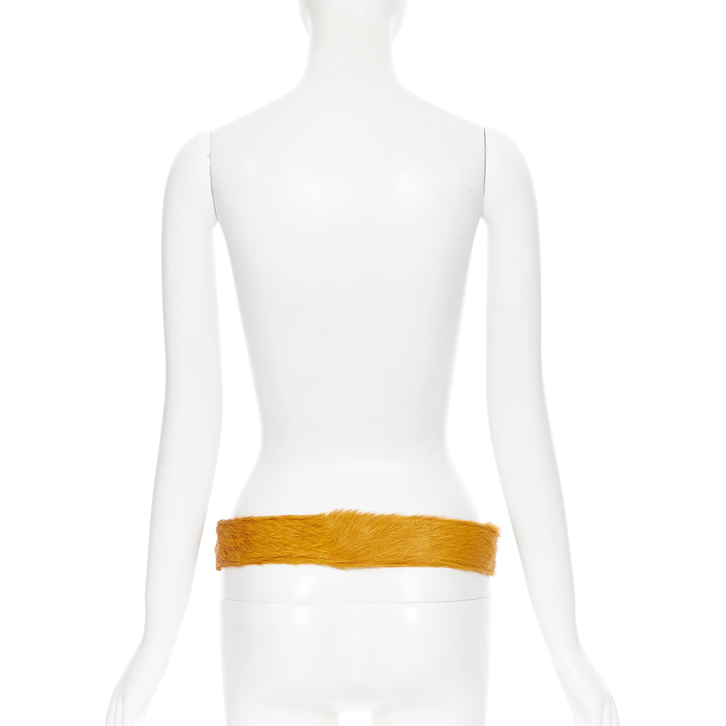 Orange new PRADA 2017 Runway orange fur gold buckle thick waist belt 30