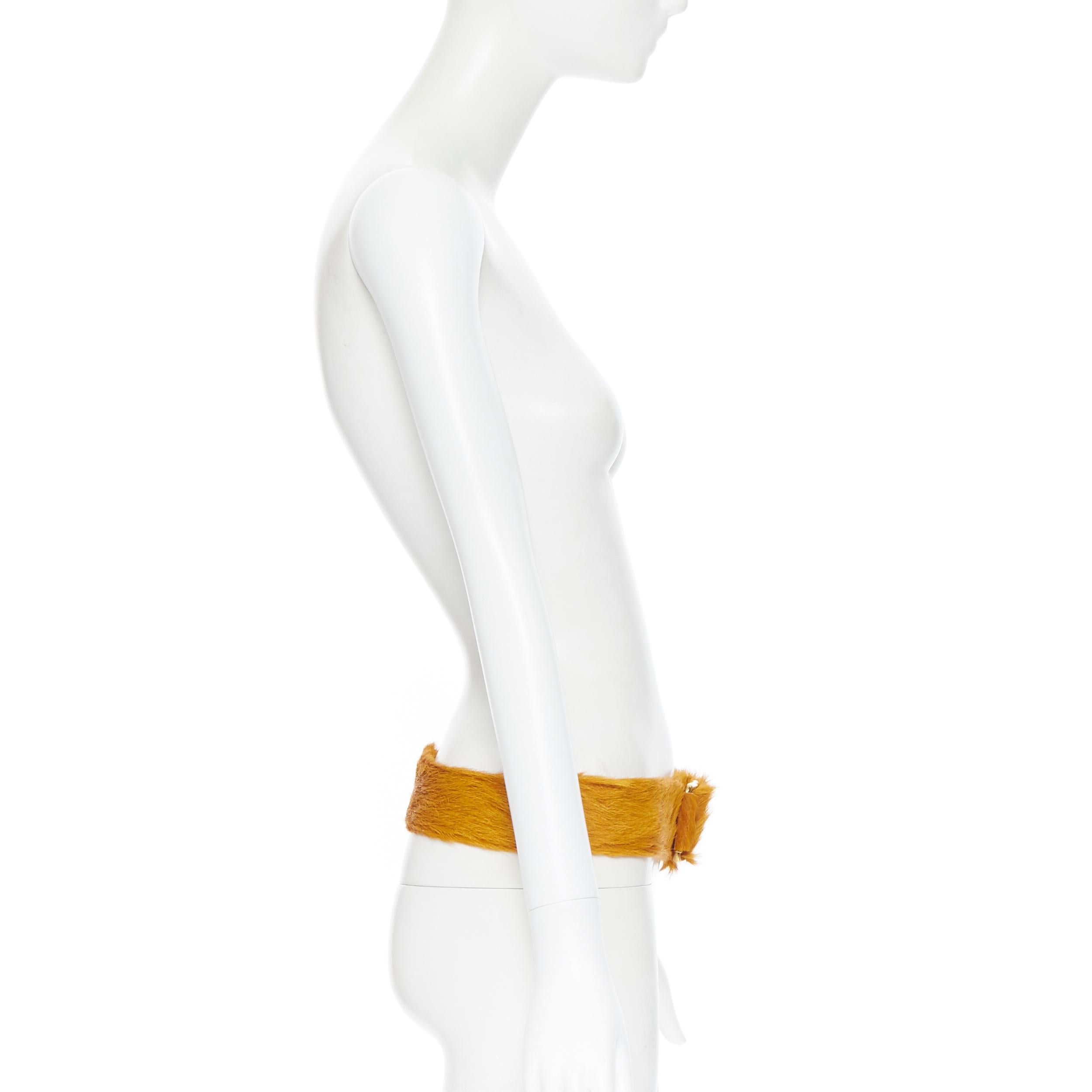 De las mujeres nuevo PRADA 2017 Runway unisex naranja piel de becerro hebilla de oro cinturón ancho 32
