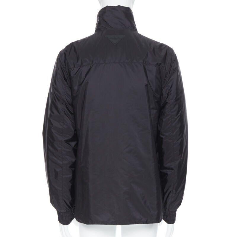 new PRADA 2018 black nylon triangle rubber logo detail padded jacket IT50 L For Sale 1
