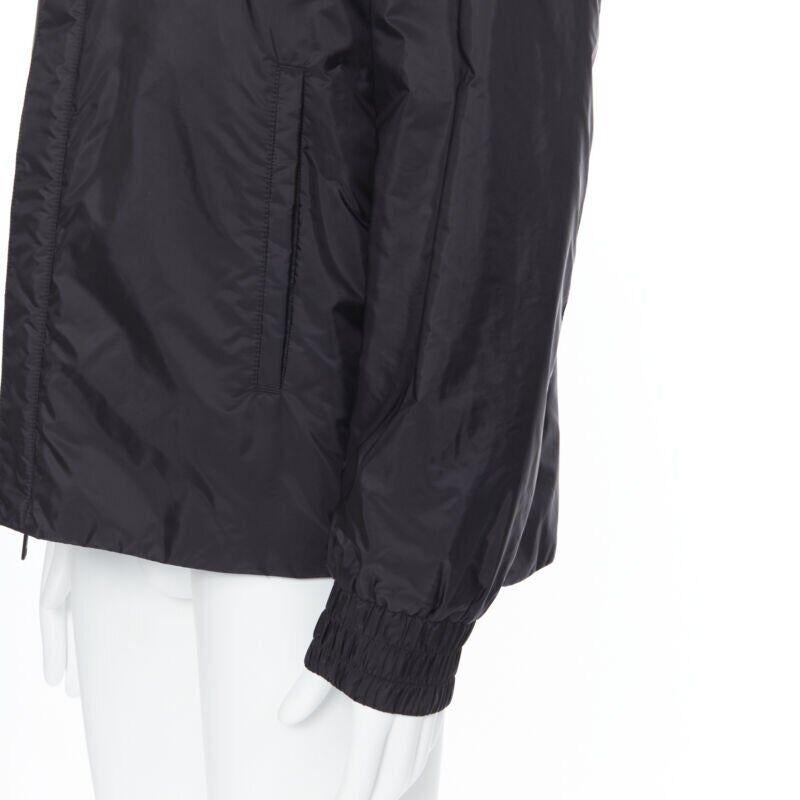 new PRADA 2018 black nylon triangle rubber logo detail padded jacket IT50 L For Sale 4