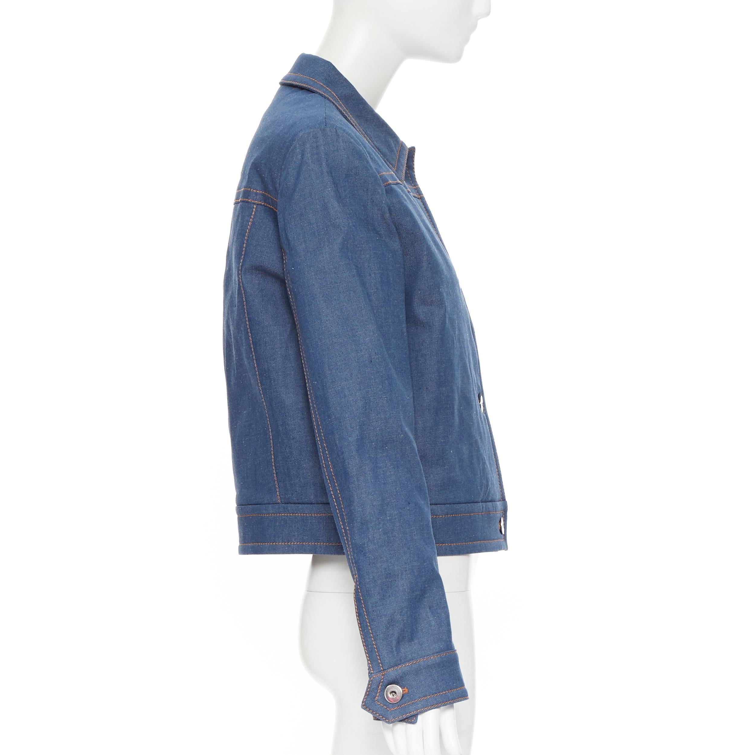 Blue new PRADA 2018 blue shearling lined rubber logo pocket denim jacket IT42 M