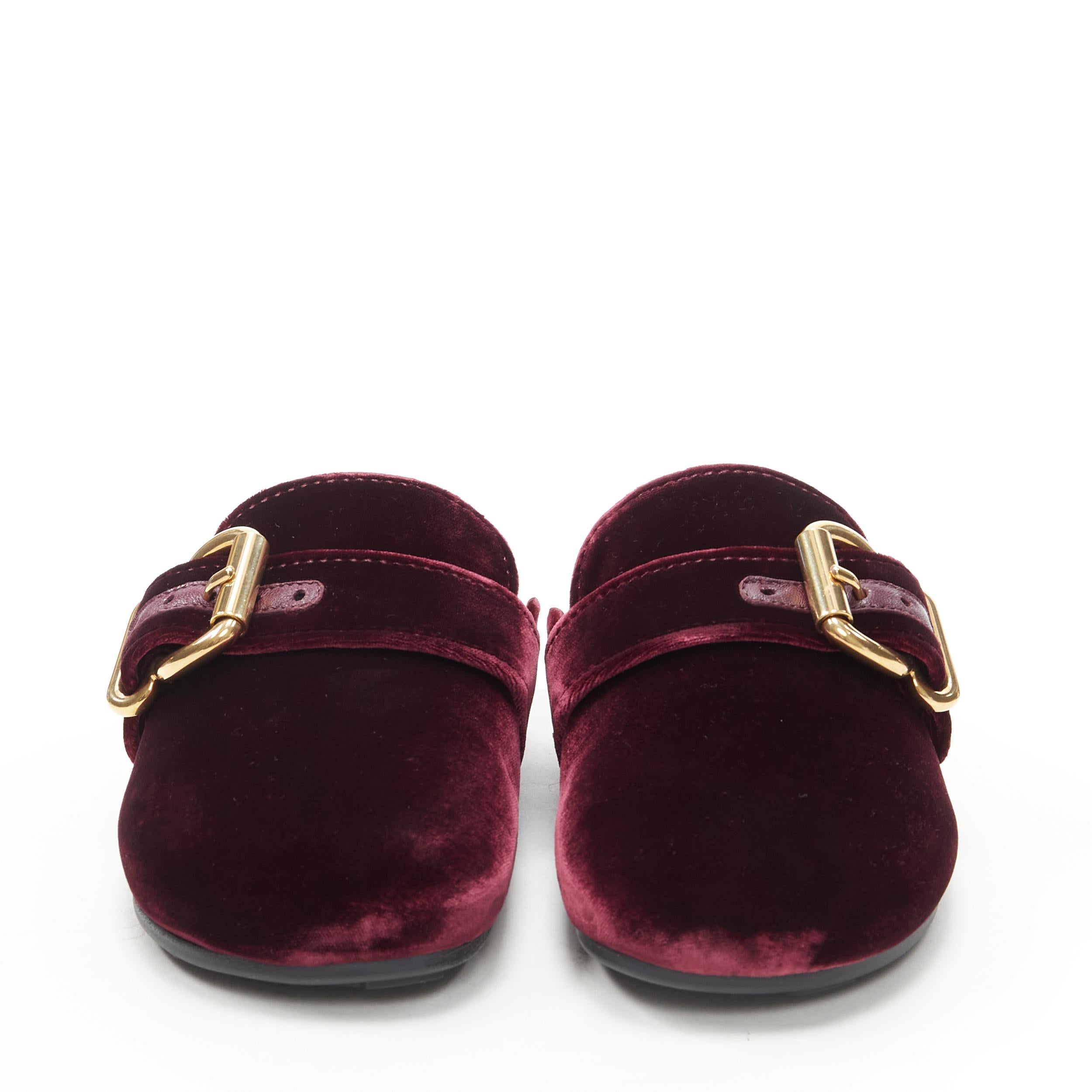 Nero new Prada 2018 bordeaux rosso velluto oro fibbia mulo clog birkenstock EU37 US7