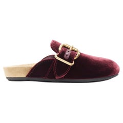 new PRADA 2018 burgundy red velvet gold buckle mule clog birkenstock EU37 US7