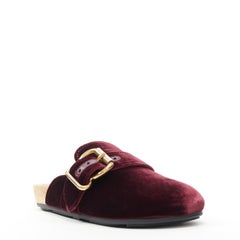new PRADA 2018 burgundy red velvet gold buckle mule clog birkenstock EU37.5