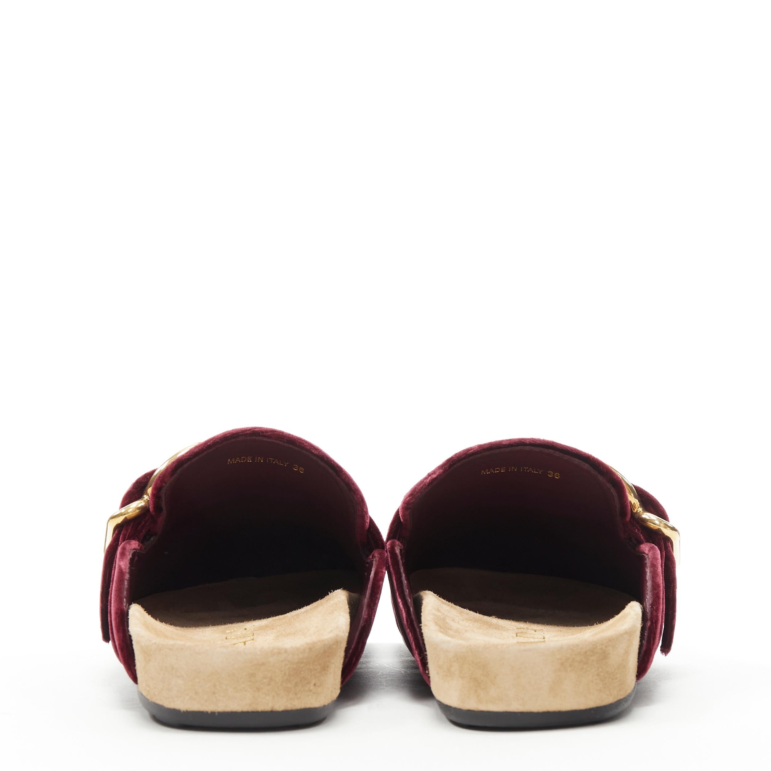 Donna new Prada 2018 bordeaux rosso velluto oro fibbia mulo clog birkenstock EU37.5
