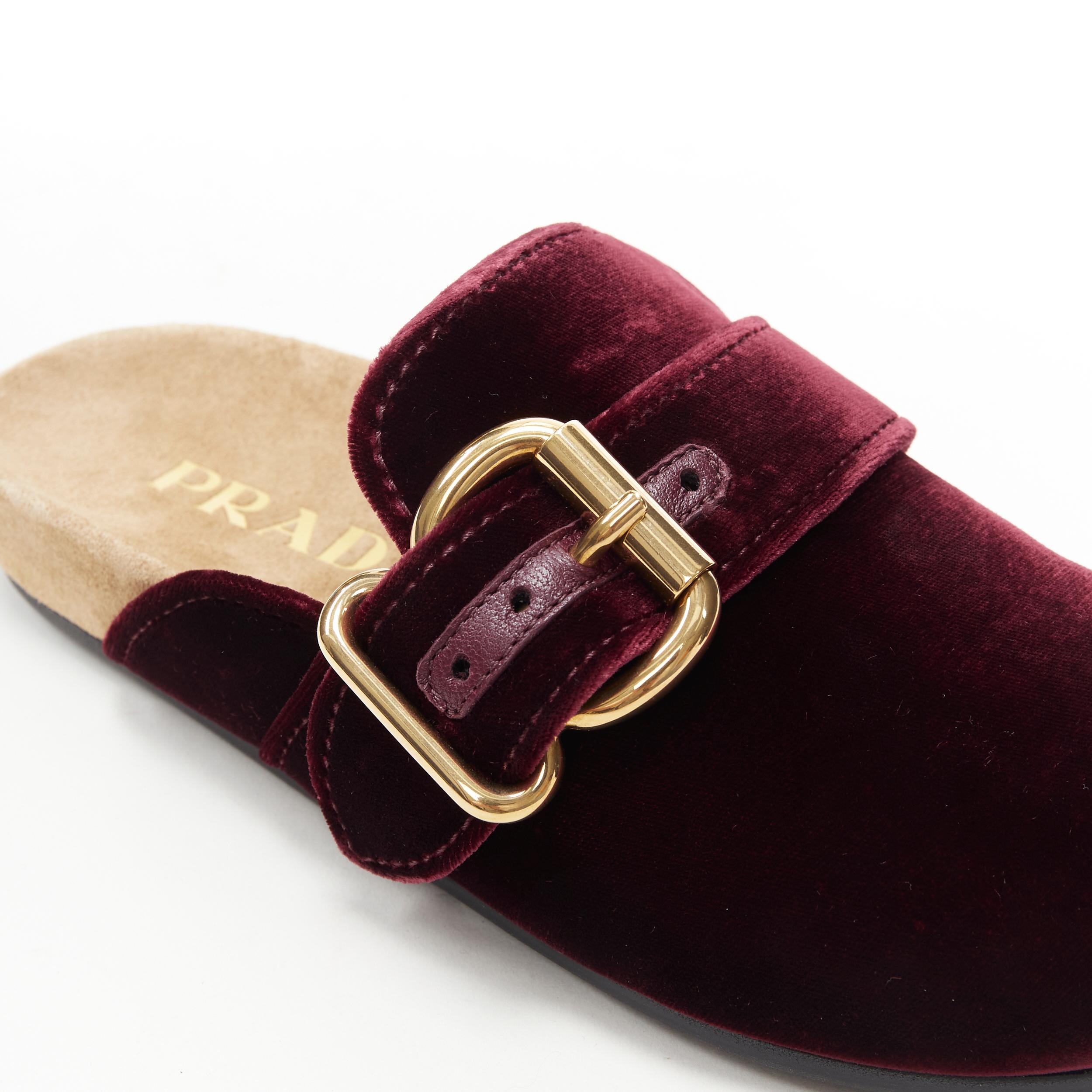 new Prada 2018 bordeaux rosso velluto oro fibbia mulo clog birkenstock EU37.5 3
