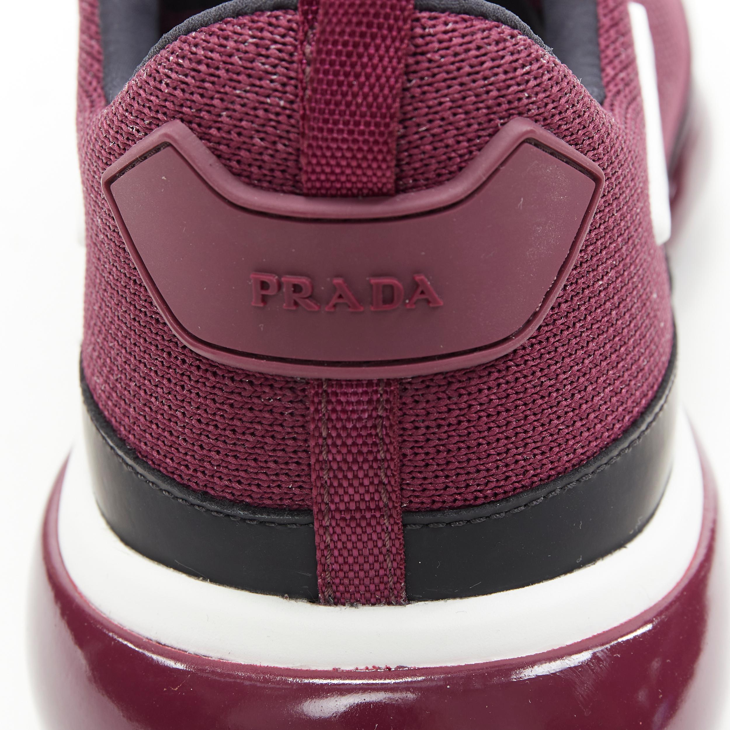 new PRADA 2018 Cloudbust burgundy red rubber logo low top sneaker UK6 EU40 US7 3
