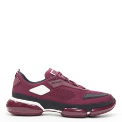 new PRADA 2018 Cloudbust burgundy red rubber logo low top sneaker UK6 EU40 US7