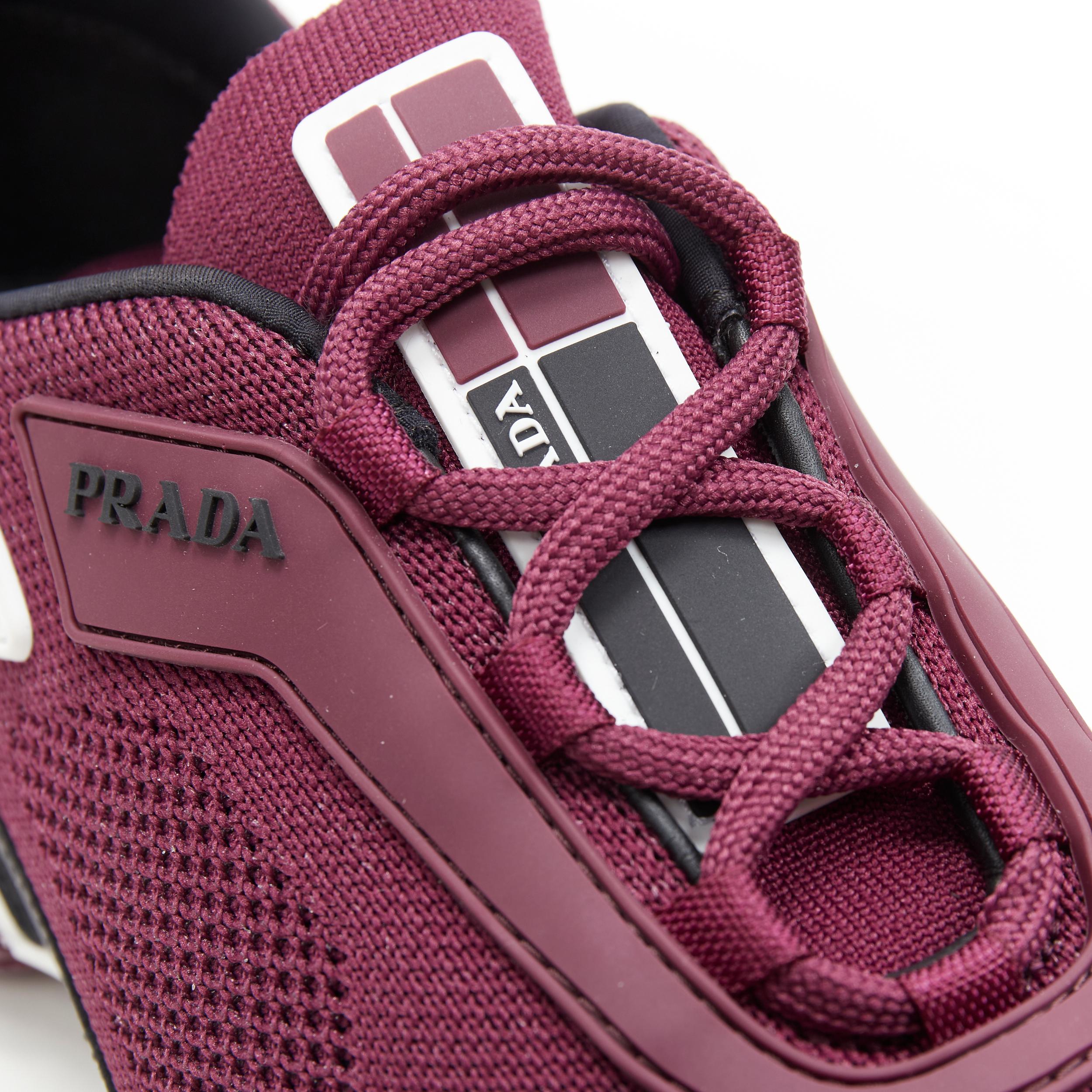 Men's new PRADA 2018 Cloudbust burgundy red rubber logo low top sneaker UK6 EU40 US7