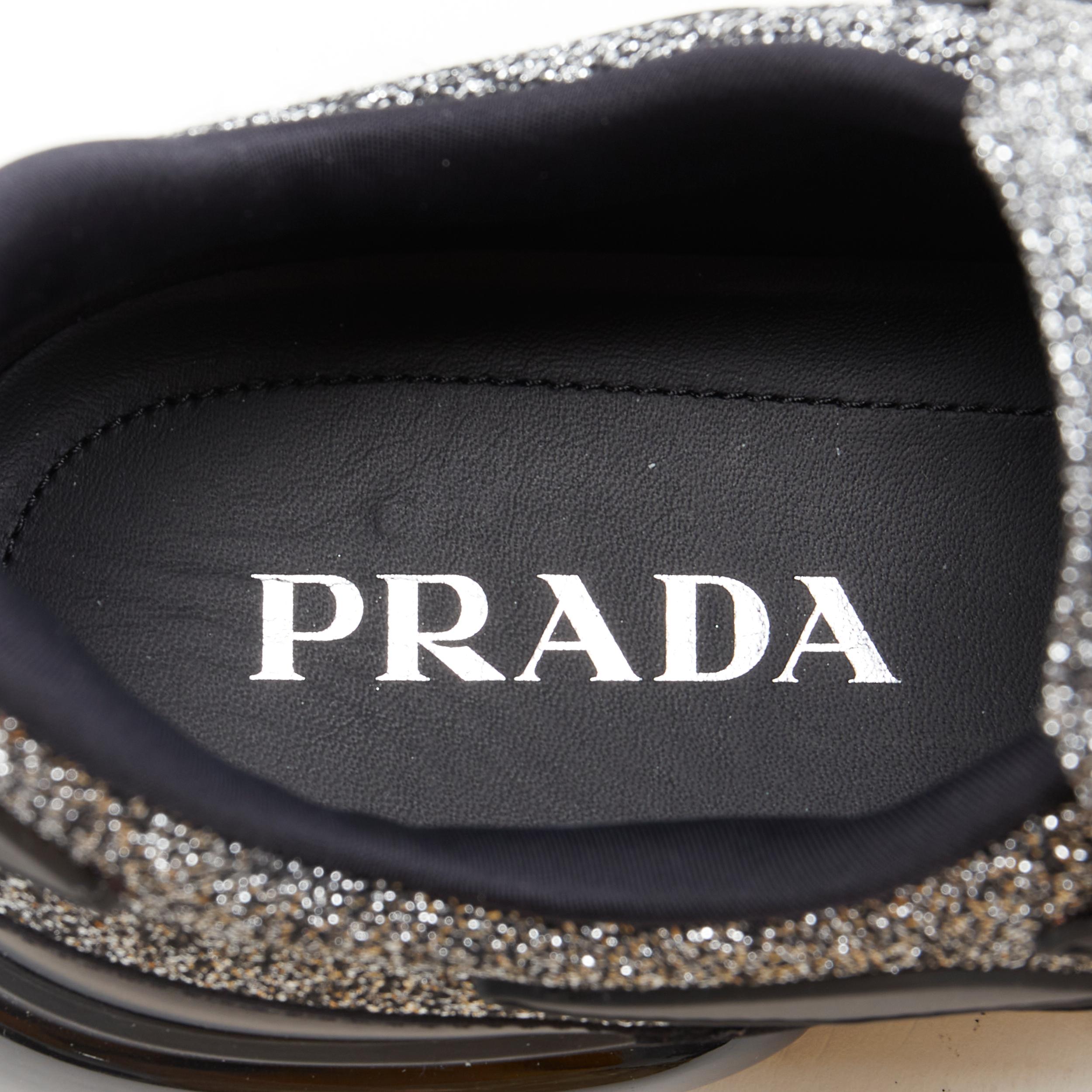 new PRADA 2018 Cloudbust lurex silver black rubber logo low sneaker UK6 EU40 US7 4