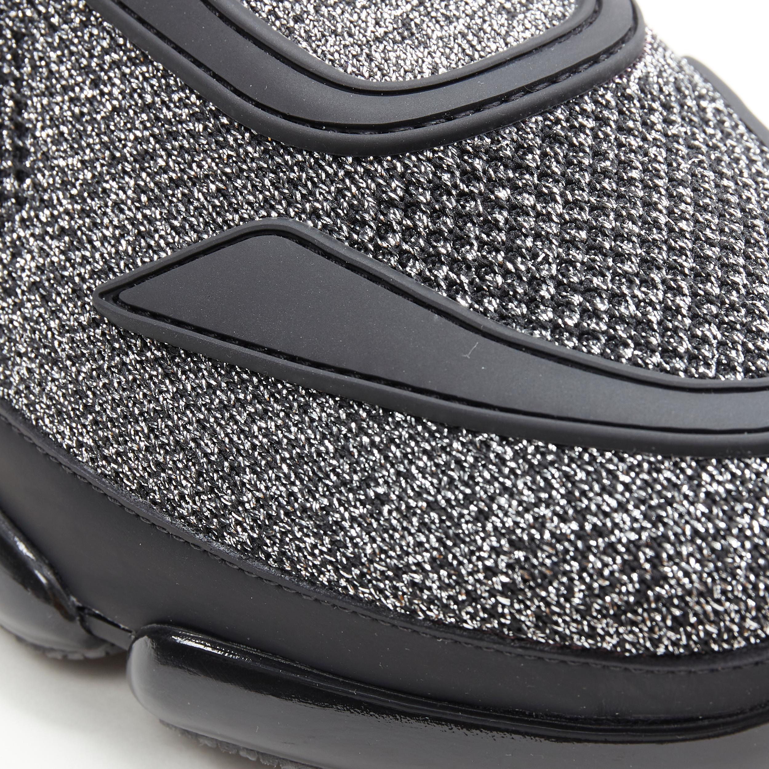 new PRADA 2018 Cloudbust lurex silver black rubber logo low sneaker UK6 EU40 US7 1