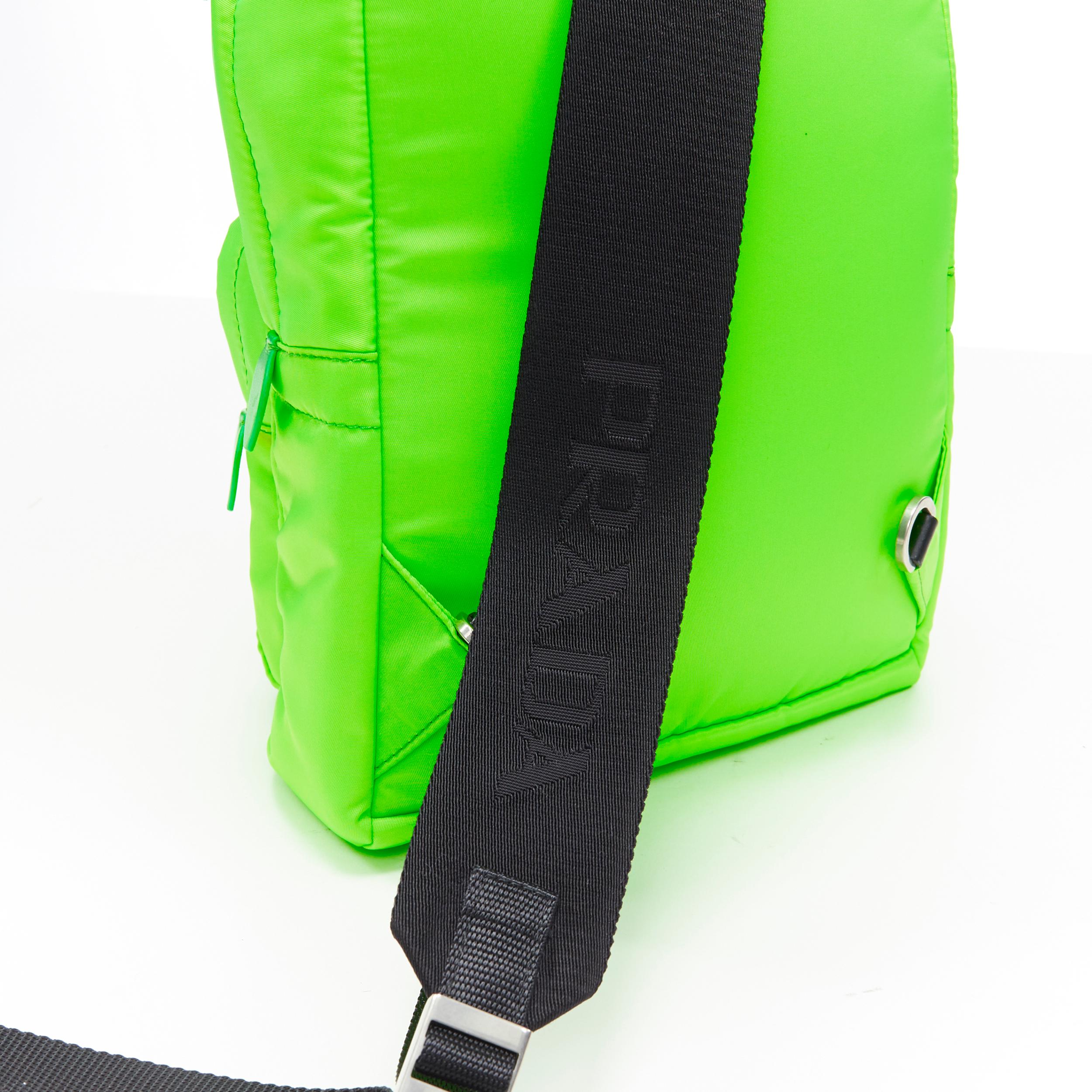 new PRADA 2018 Fluorescent neon green dual pocket one shoulder small backpack 1