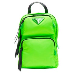 new PRADA 2018 Fluorescent neon green dual pocket one shoulder small backpack