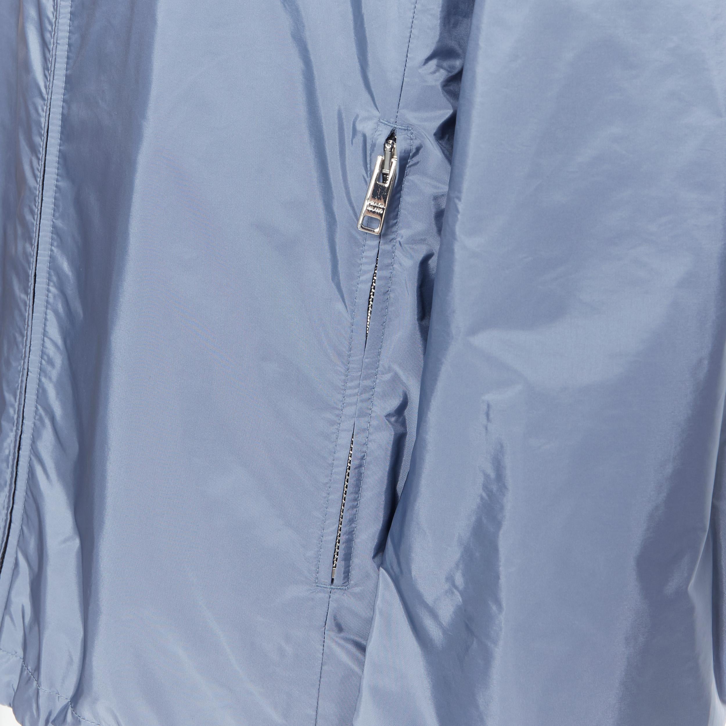 new PRADA 2018 grey blue nylon reversible hooded windbreaker jacket IT56 3XL 3