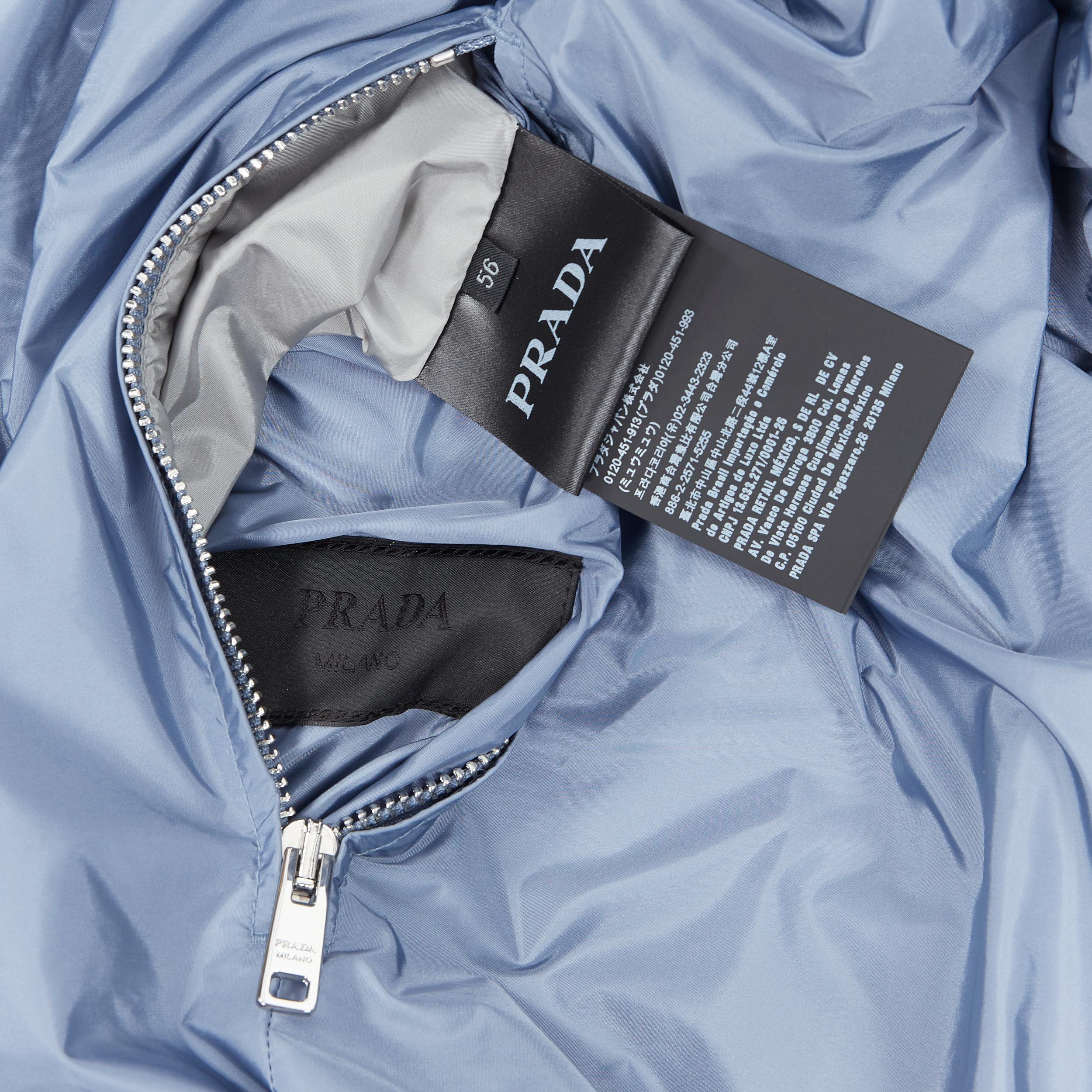 new PRADA 2018 grey blue nylon reversible hooded windbreaker jacket IT56 3XL 4