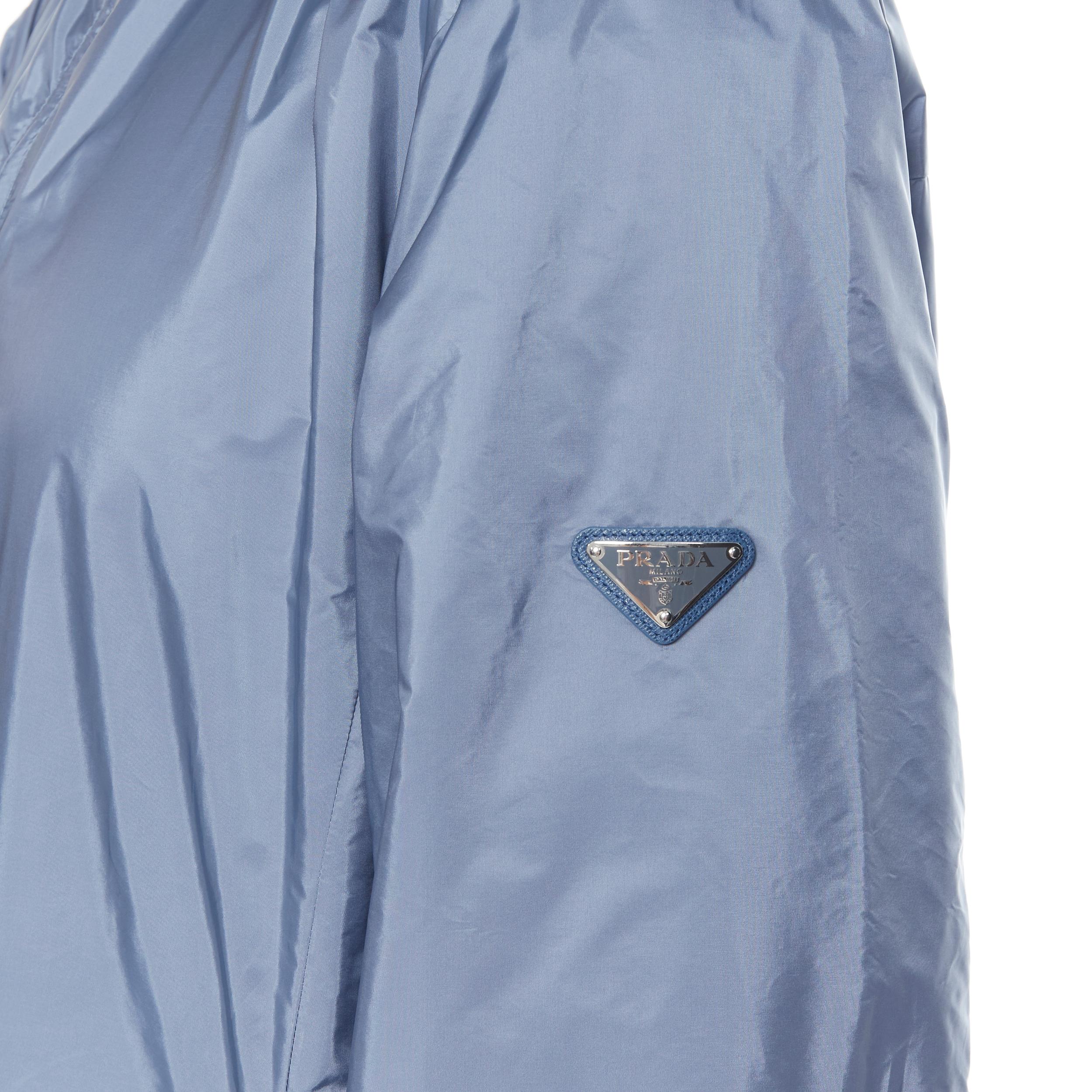 Blu new Prada 2018 grigio blu nylon reversibile giacca a vento con cappuccio IT56 3XL