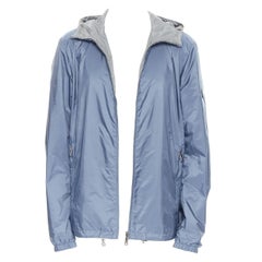 nuevo PRADA 2018 gris azul nylon reversible chaqueta cortavientos con capucha IT56 3XL
