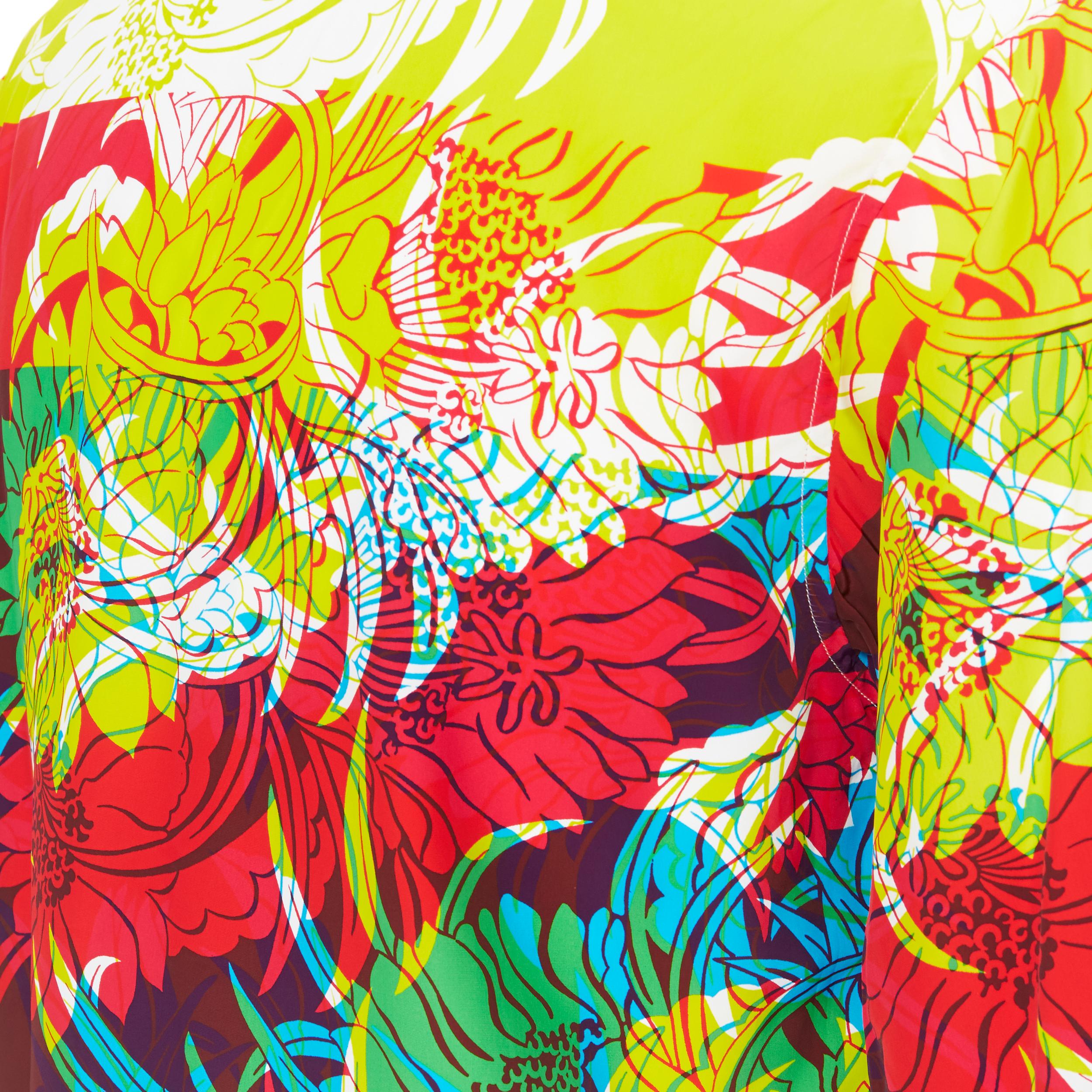 new PRADA 2018 Psychedelic Hibiscus yellow floral print Hawaiian bowling shirt S 1