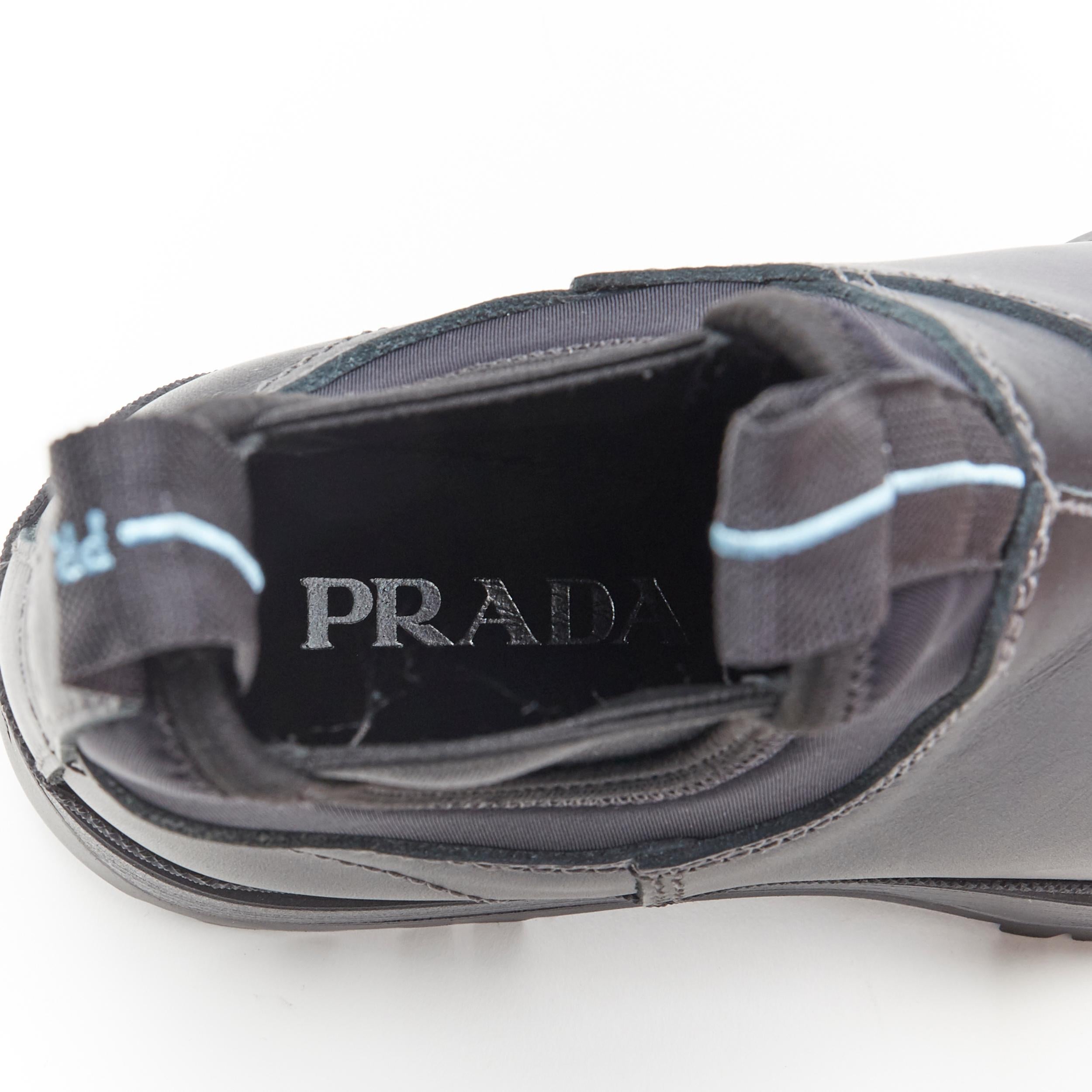 new PRADA 2018 Runway Brixxen black calf tread sole chelsea boots UK6.5 EU40.5 3
