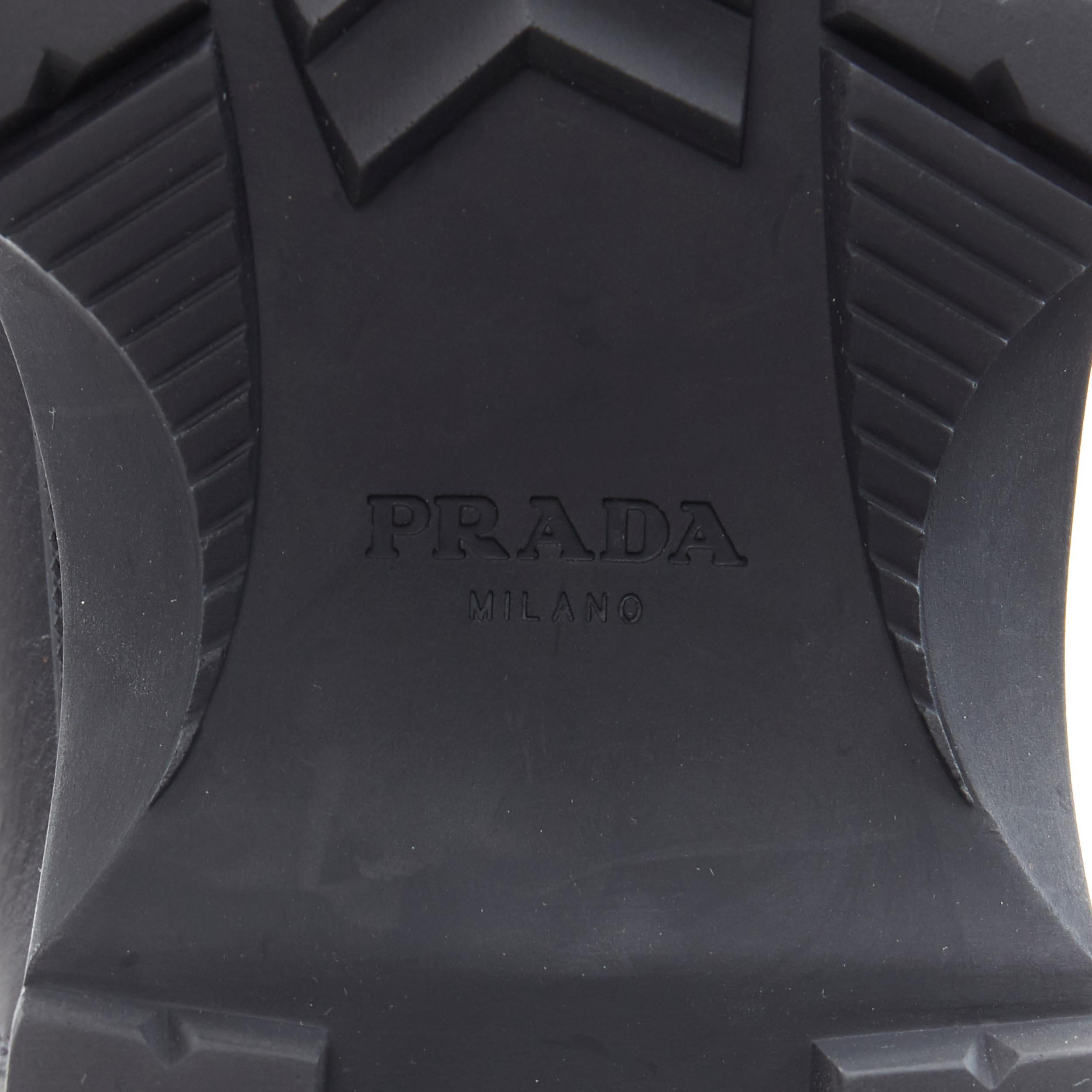 new PRADA 2018 Runway neon orange neoprene black leather ankle combat boot EU40 3