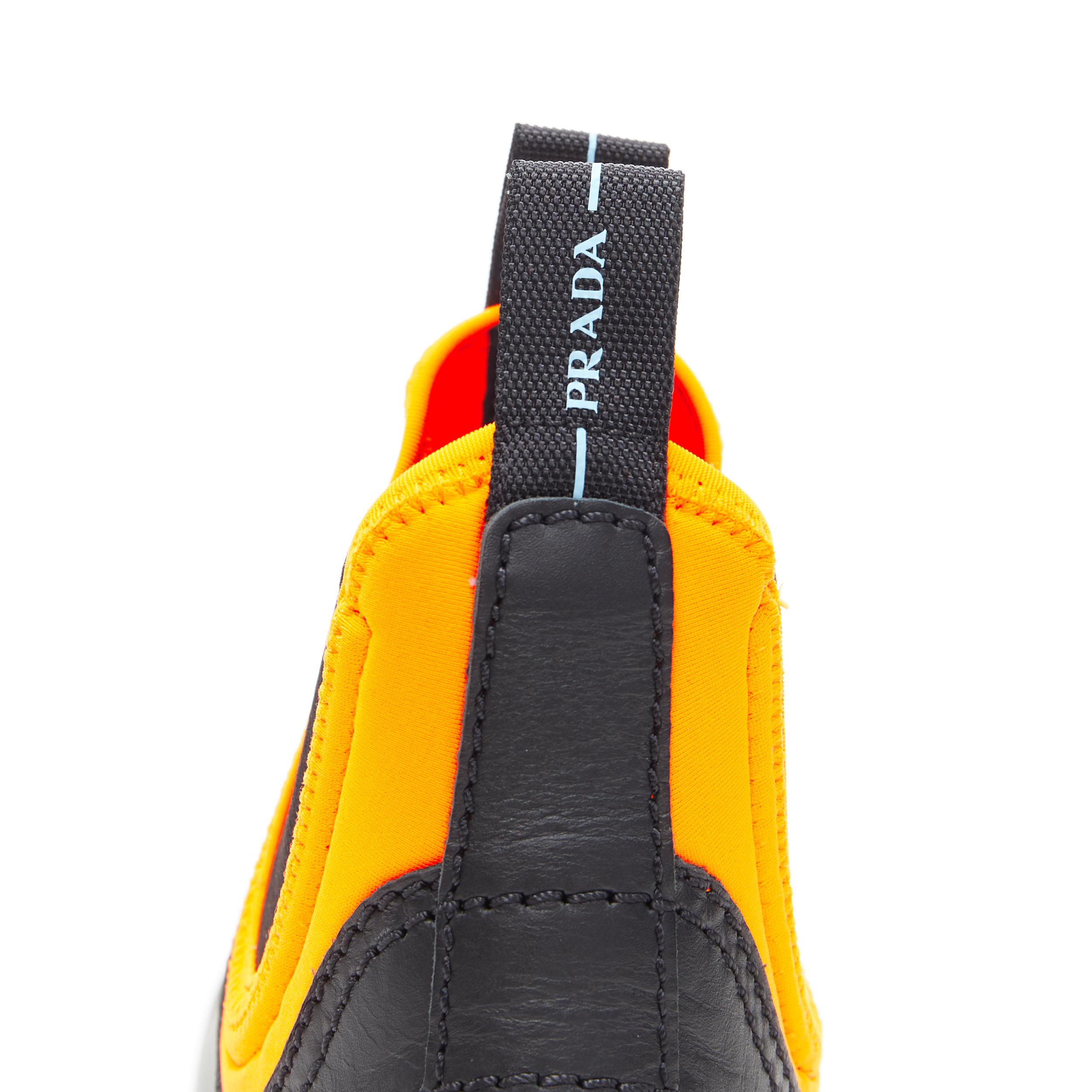 new PRADA 2018 Runway neon orange neoprene black leather ankle combat boot EU40 1
