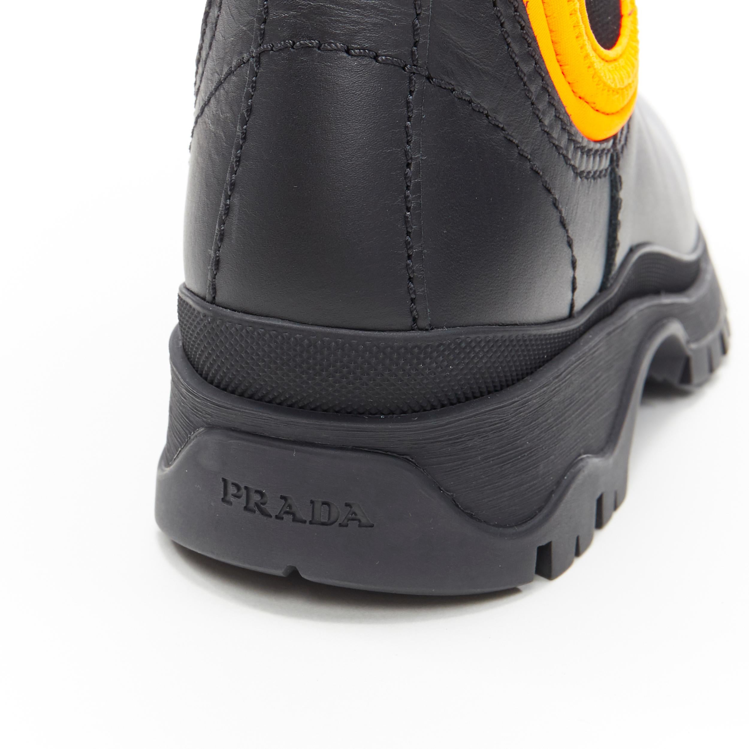 new PRADA 2018 Runway neon orange neoprene black leather chelsea boot EU39.5 3