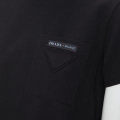 new PRADA 2019 black cotton triangle logo pocket pailette sequins top IT36 XS
