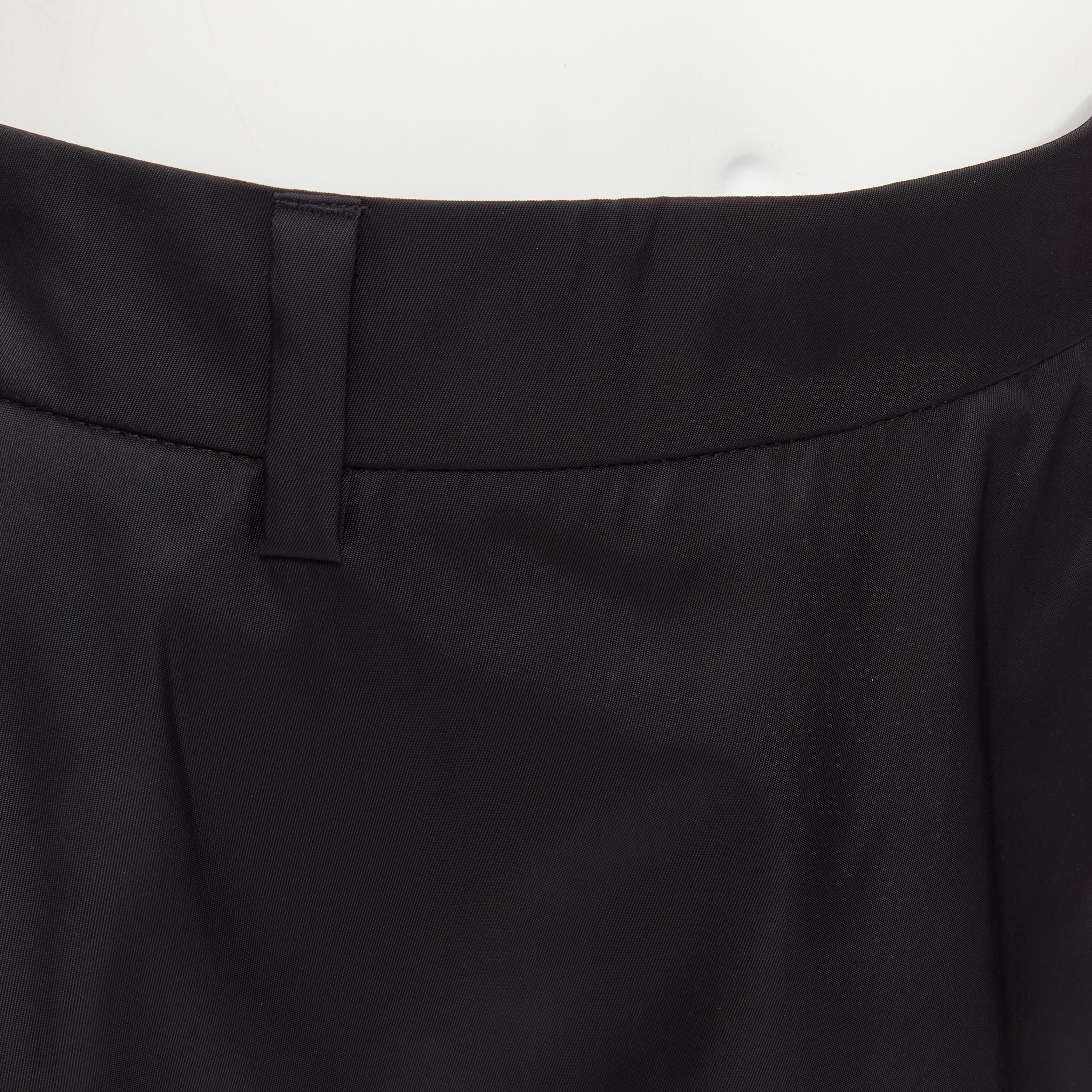 Women's new PRADA 2019 black triangle logo seal plaque A-line flared skirt IT38 XS