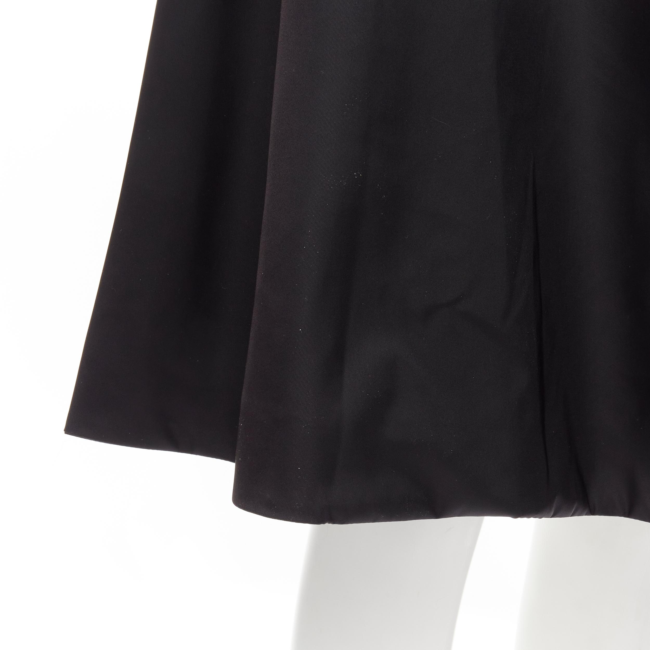new PRADA 2019 black triangle logo seal plaque A-line flared skirt IT38 XS 1