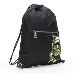 new PRADA 2019 Frankenstein black nylon logo plate drawstring backpack bag