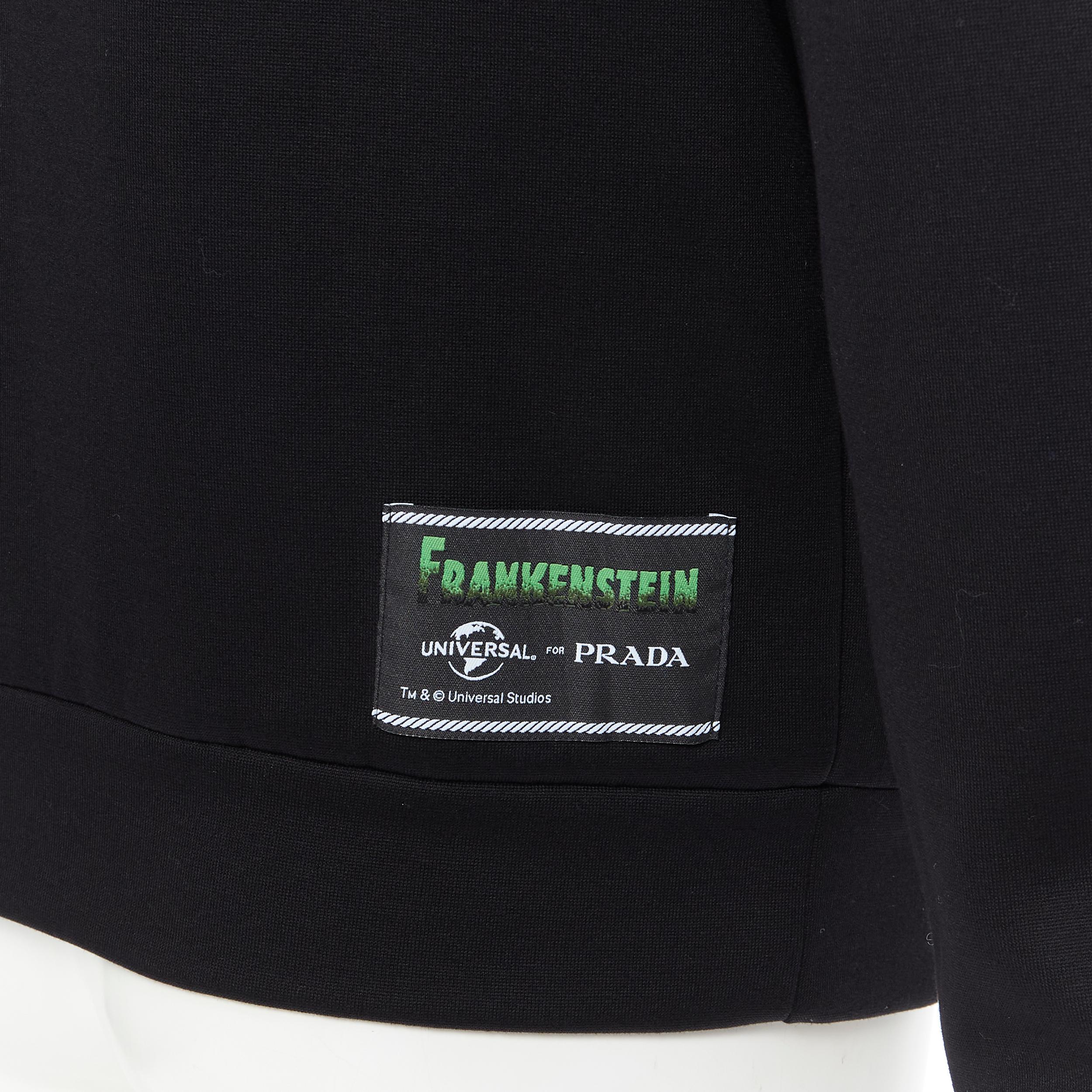 new PRADA 2019 Frankenstein Couple print black cotton jersey zip up hoodie XS 2