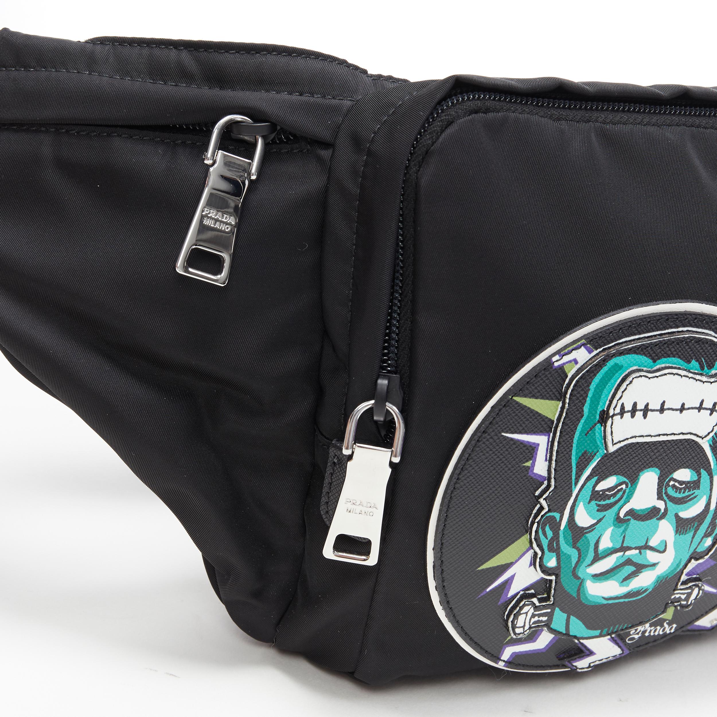 new PRADA 2019 Frankenstein leather patchwork black nylon oversized belt bag 2