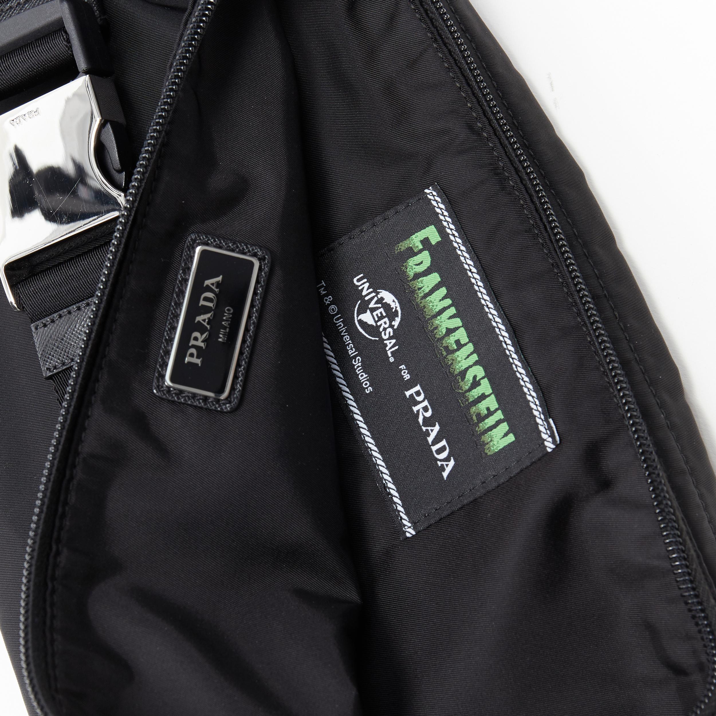 new PRADA 2019 Frankenstein leather patchwork black nylon oversized belt bag 4