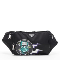 new PRADA 2019 Frankenstein leather patchwork black nylon oversized belt bag