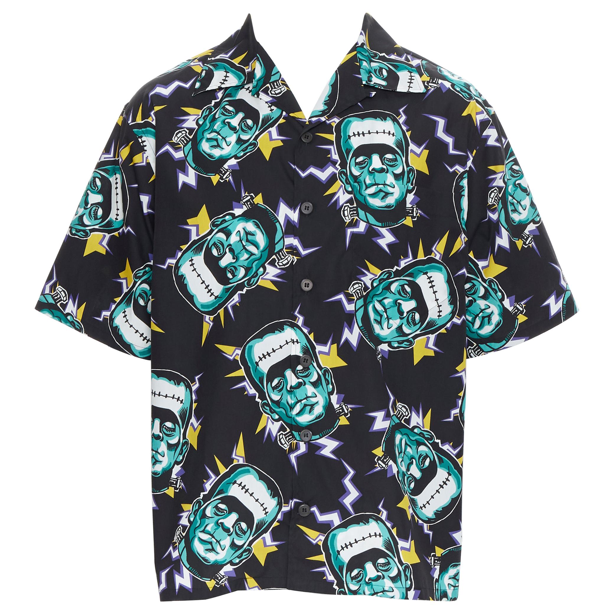 new PRADA 2019 Frankenstein Lightning black cotton short sleeve bowling shirt L