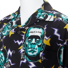 new PRADA 2019 Frankenstein Lightning black cotton short sleeve bowling shirt S