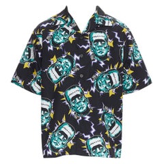 new PRADA 2019 Frankenstein Lightning black cotton short sleeve bowling shirt S