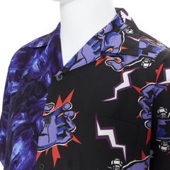 new PRADA 2019 Frankenstein Lightning painted rose Double Match Split shirt L