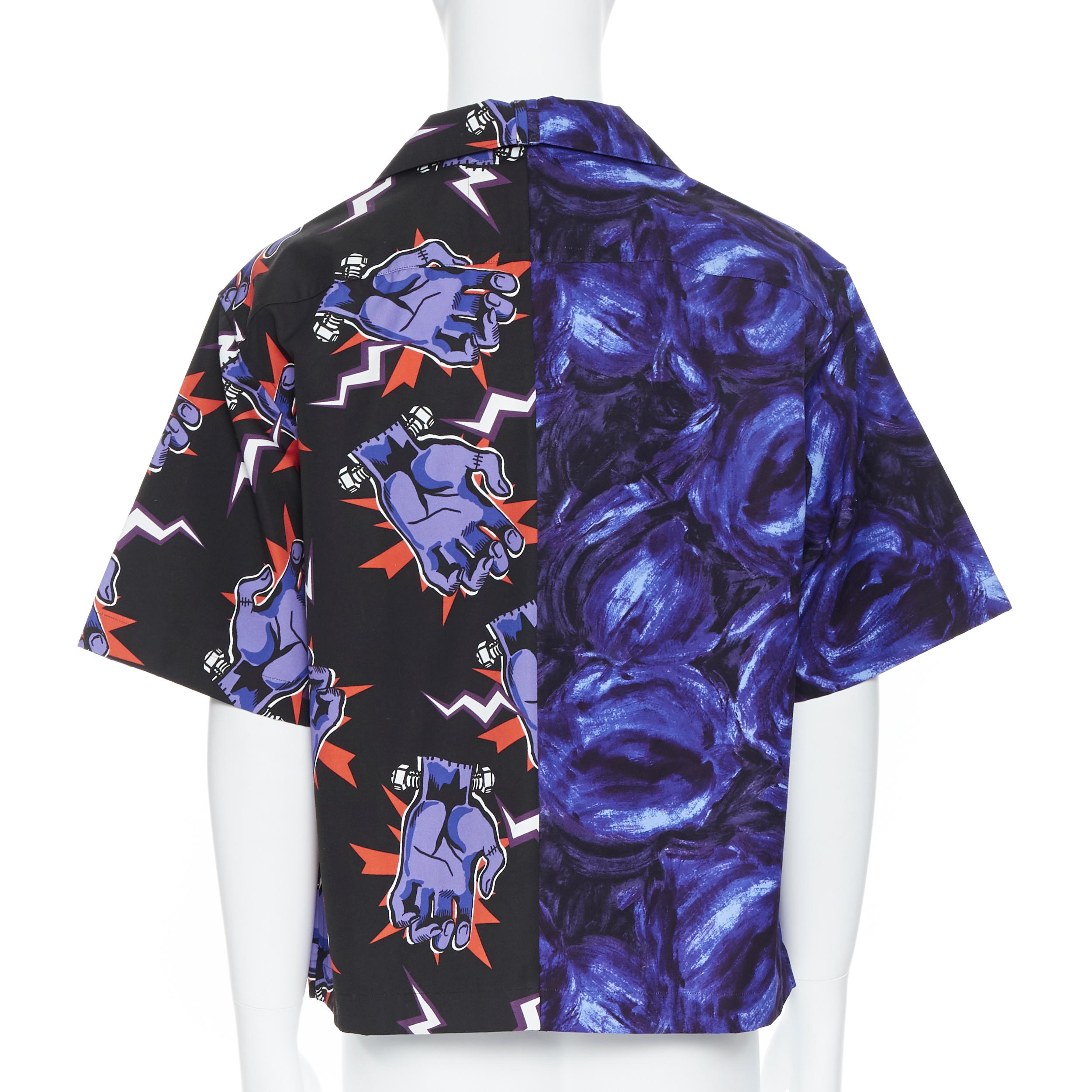 nuovo PRADA 2019 Frankenstein Lightning dipinto di rosa Double Match Split camicia L 1