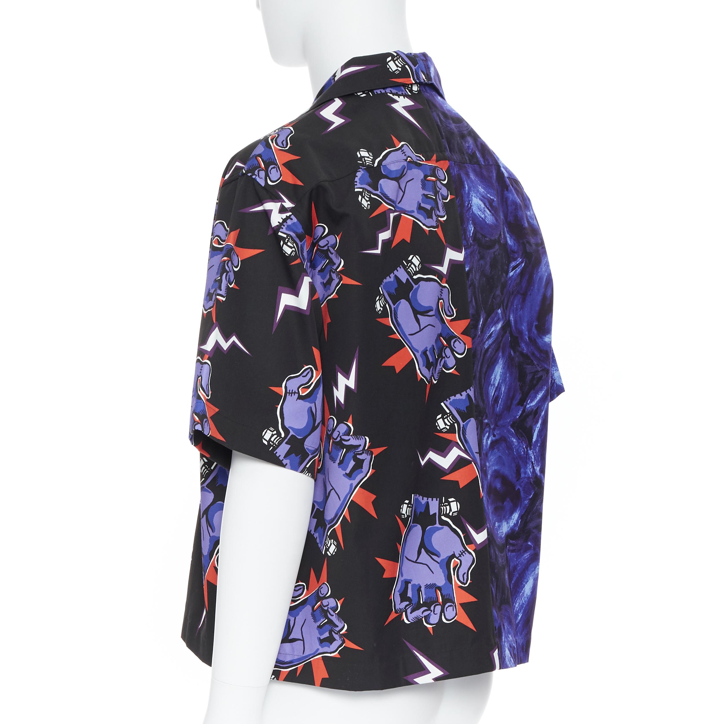 nuovo PRADA 2019 Frankenstein Lightning dipinto di rosa Double Match Split camicia L 2