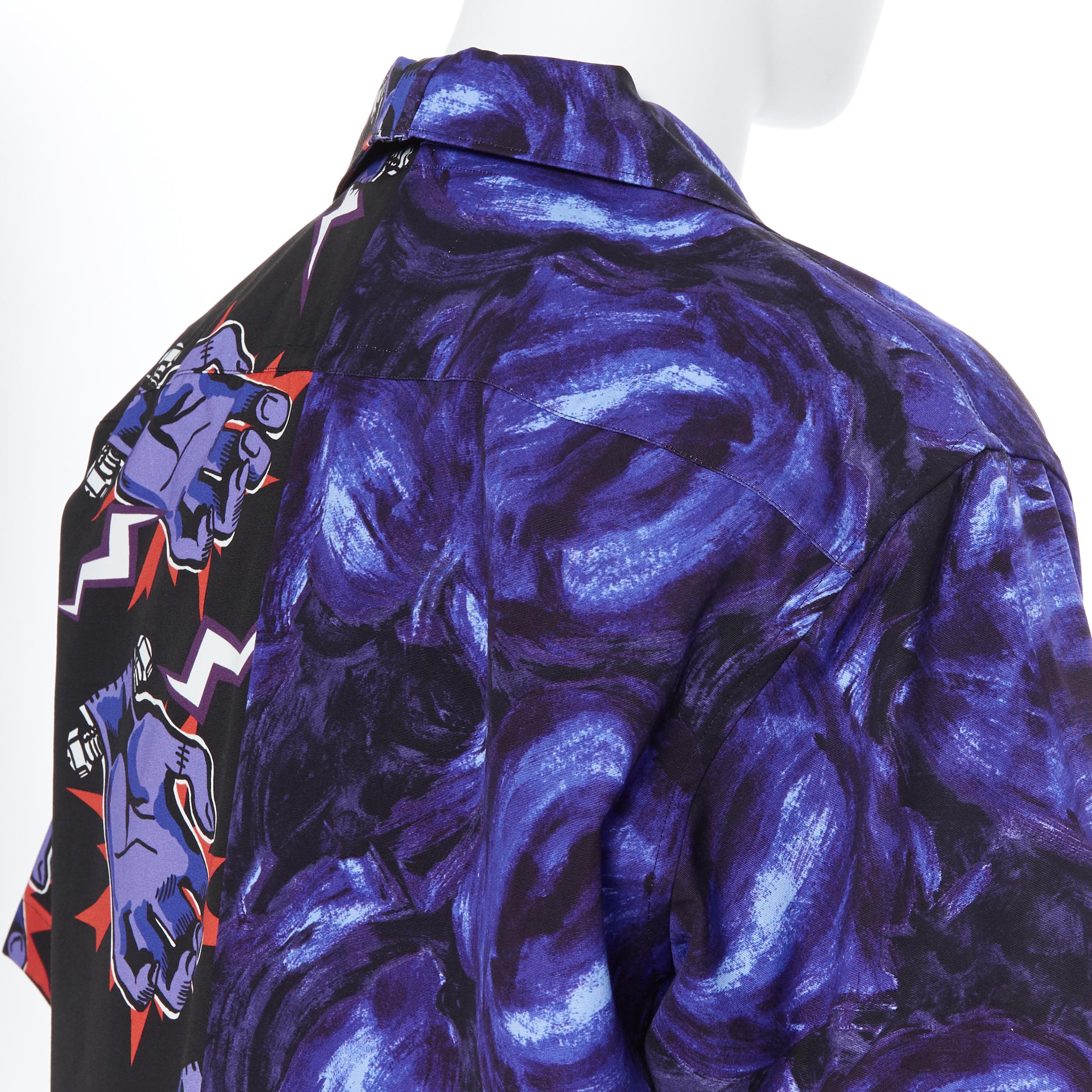 nuovo PRADA 2019 Frankenstein Lightning dipinto di rosa Double Match Split camicia L 3