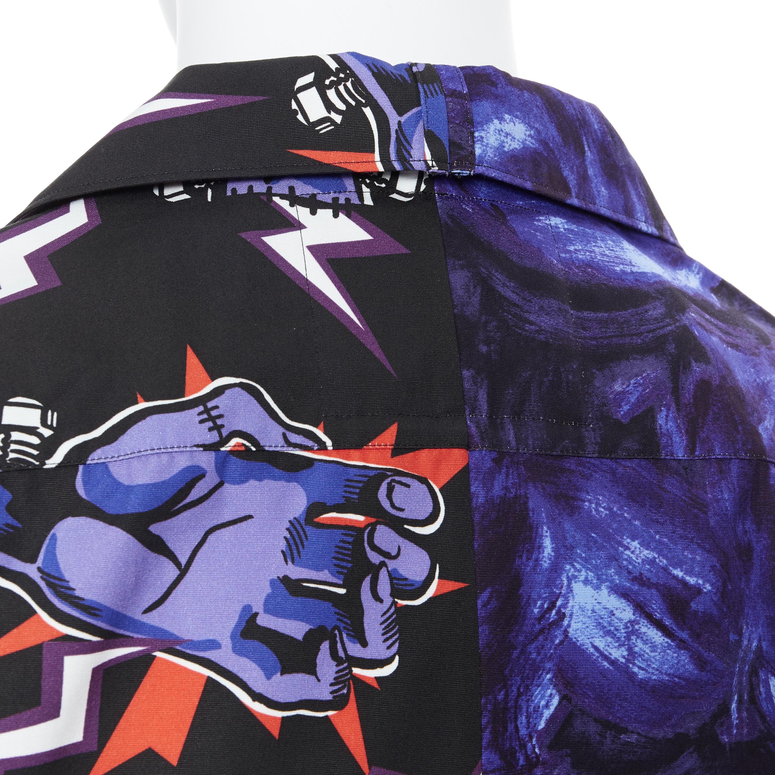 nuovo PRADA 2019 Frankenstein Lightning dipinto di rosa Double Match Split camicia L 4