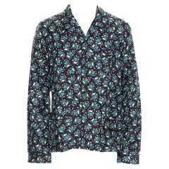 new PRADA 2019 Frankenstein Menta black green print 100% silk pyjama shirt S