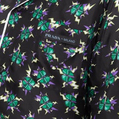 new PRADA 2019 Frankenstein Micro Heart black print 100% silk pyjama shirt top S