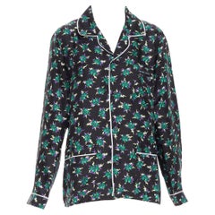 new PRADA 2019 Frankenstein Micro Heart black print 100% silk pyjama shirt top S