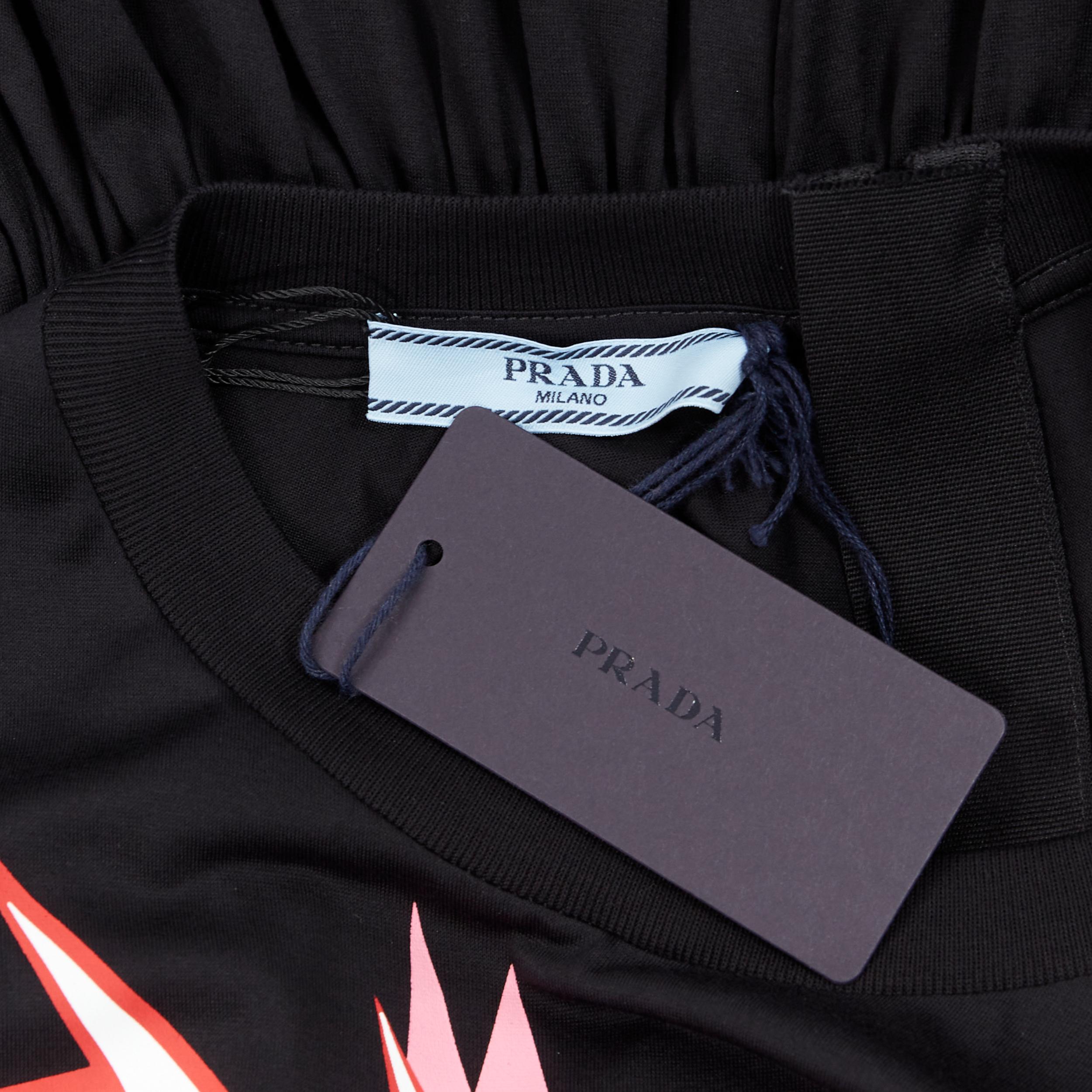 new PRADA 2019 Frankenstein Rose Lightning print black cotton maxi dress XL 3